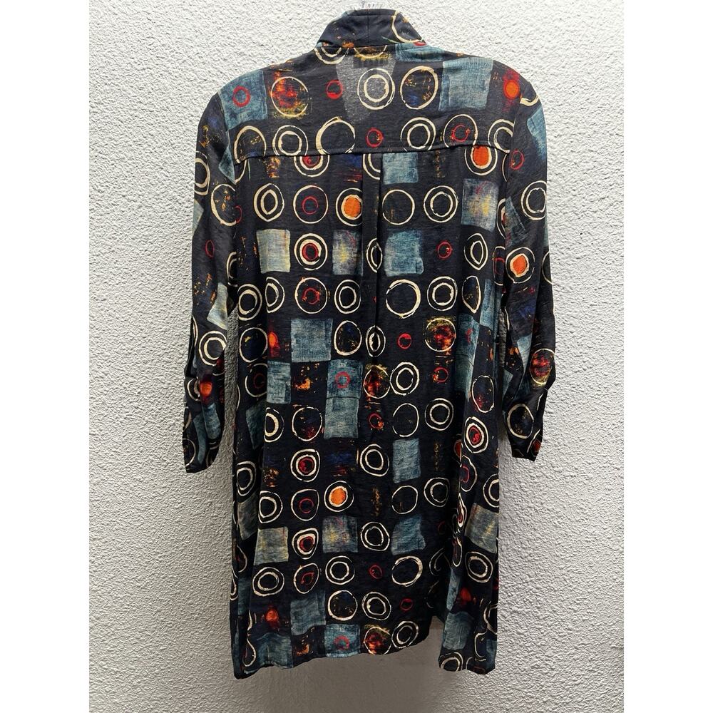 Adore Abstract Jacket M Asymmetrical Zip Artsy Circles Tunic Top - Picture 5 of 9